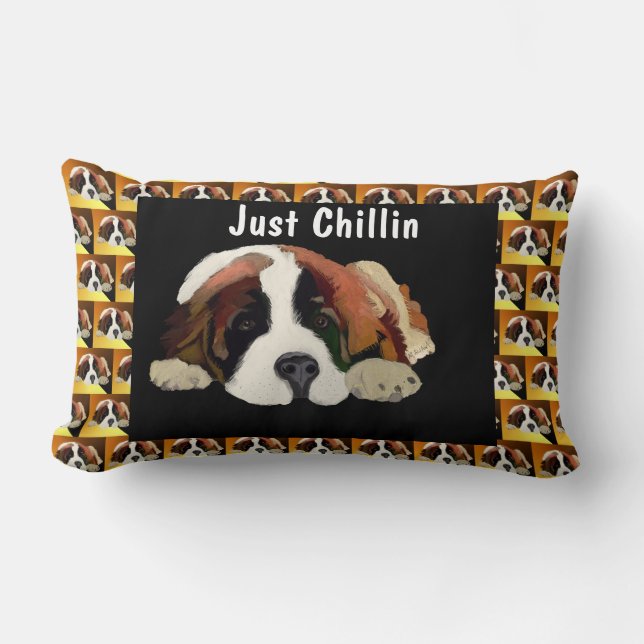 St. Bernard Puppy Lumbar Pillow (Front)