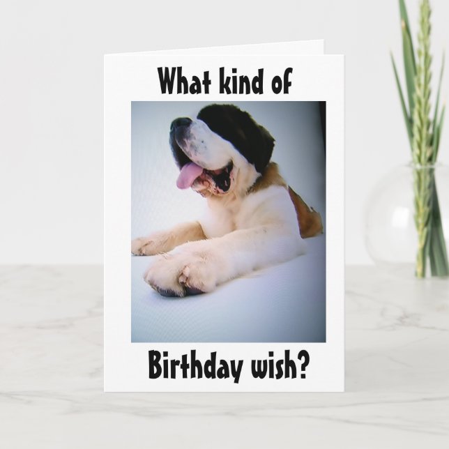 ST. BERNARD SENDS "HUGE" BIRTHDAY WISHES HOLIDAY CARD (Front)