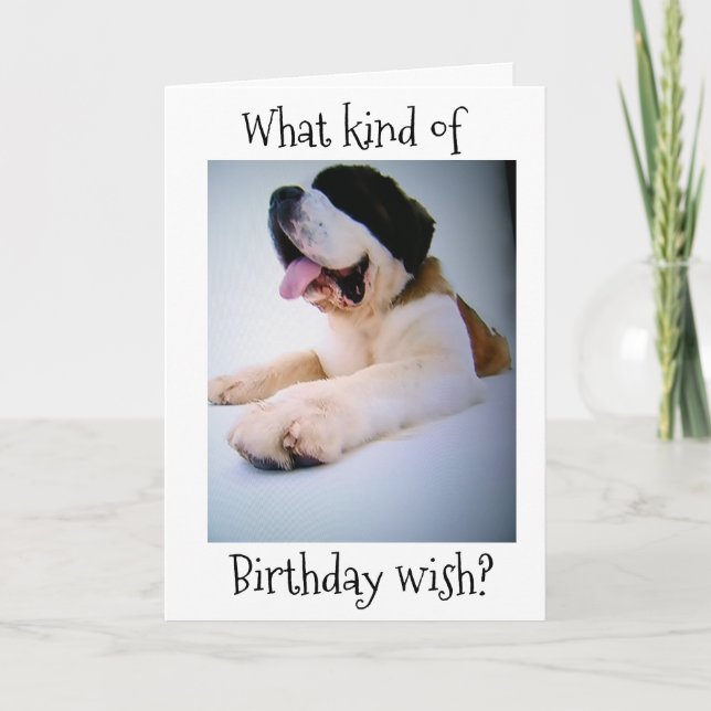 ST. BERNARD SENDS "HUGE" BIRTHDAY WISHES HOLIDAY CARD (Front)