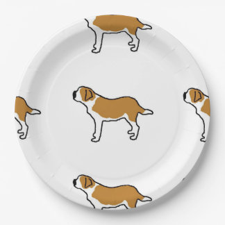 st bernard silhouette orange and white paper plates