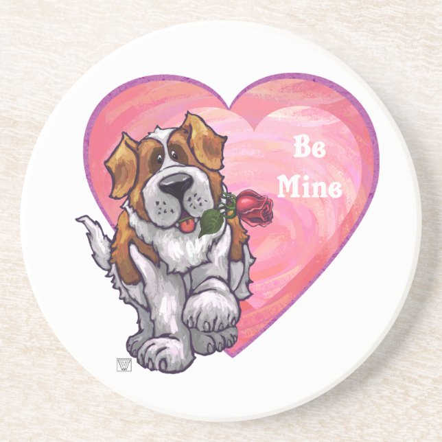 St. Bernard Valentine's Day Coaster (Front)