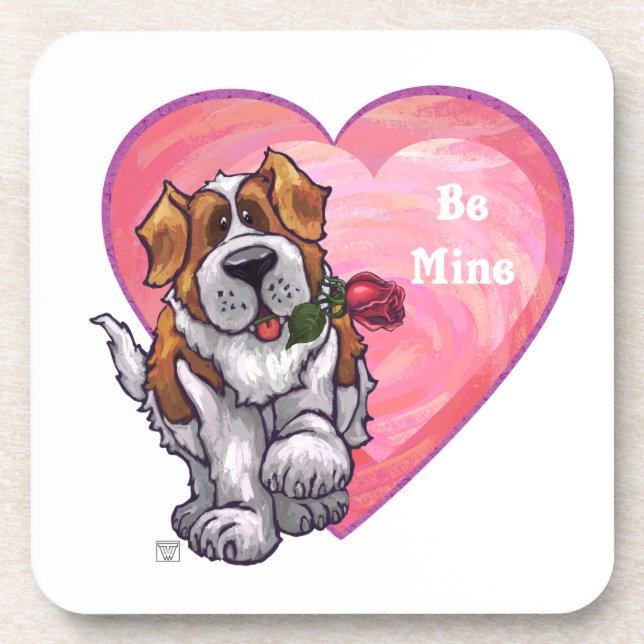 St. Bernard Valentine's Day Coaster (Front)