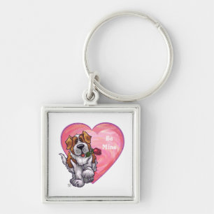 St. Bernard Valentine's Day Keychain