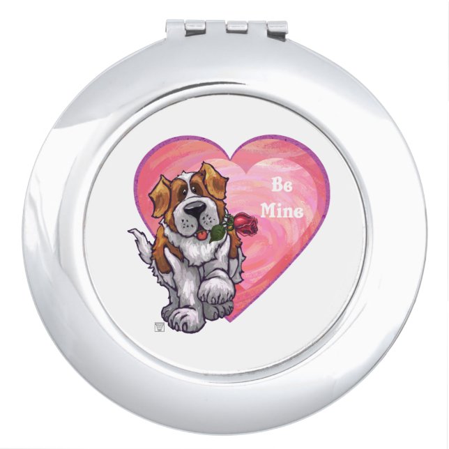 St. Bernard Valentine's Day Makeup Mirror (Front)