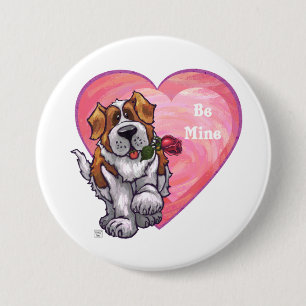 St. Bernard Valentine's Day Pinback Button
