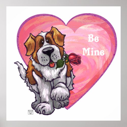 St Bernard Valentines Day Poster