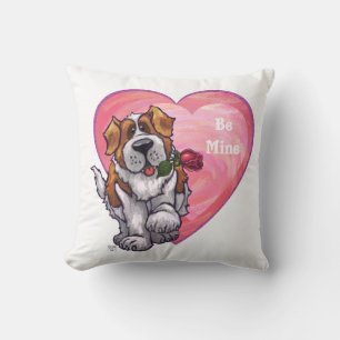 St. Bernard Valentine's Day Throw Pillow