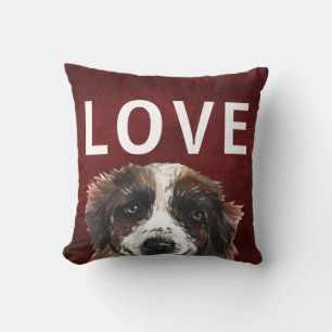 St Bernard Valentine's Day Throw Pillow