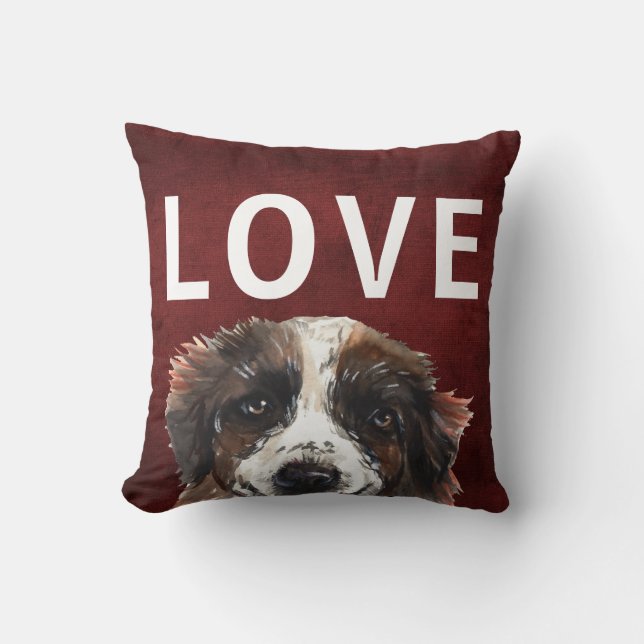 St Bernard Valentine's Day Throw Pillow (Front)