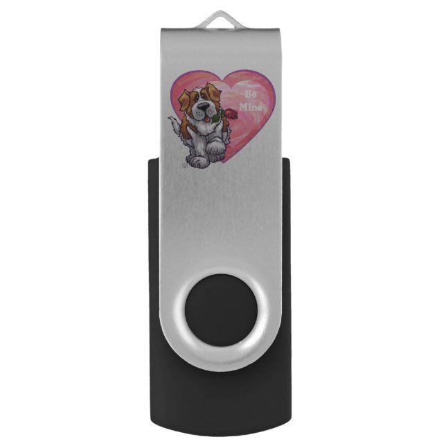St. Bernard Valentine's Day USB Flash Drive (Front Vertical)
