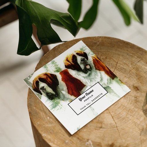 St Bernards _ painting  Square Business Card