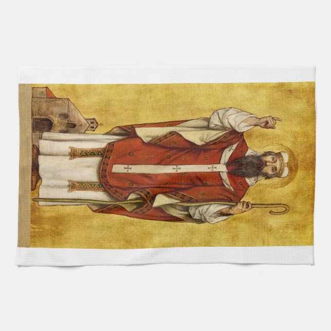 St. Boniface of Mainz - Patron of Educators Kitchen Towel (Horizontal)