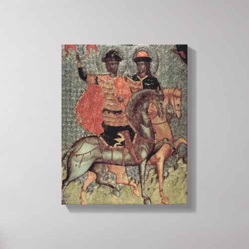 St Boris and St Gleb Mounted c1377 Canvas Print