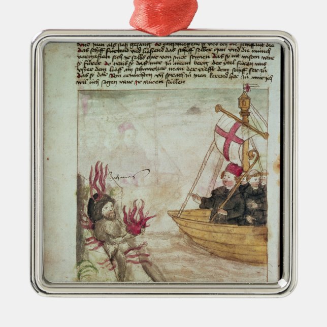 St. Brendan in his ship Metal Ornament (Front)