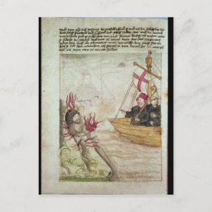 St. Brendan in his ship Postcard