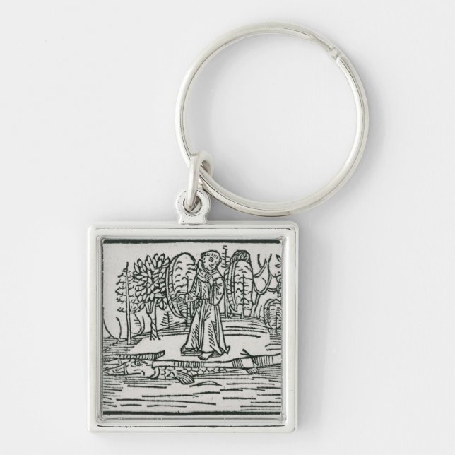 St. Brendan on the fish island Keychain (Front)