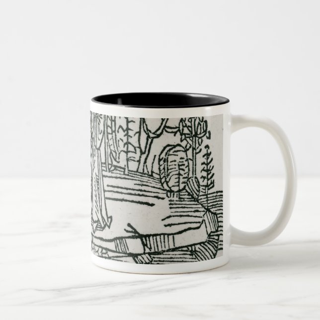 St. Brendan on the fish island Two-Tone Coffee Mug (Right)