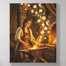 St Brigid Blacksmith Fairies Flowers Fantasy Art