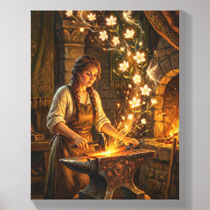 St Brigid Blacksmith Fairies Flowers Fantasy Art Canvas Photo Tile