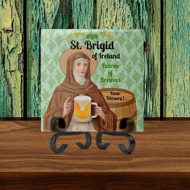 St. Brigid of Ireland and Her Barrel of Beer Ceramic Tile (Creator Uploaded)