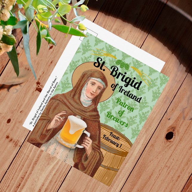 St. Brigid of Ireland and Her Barrel of Beer Postcard (Creator Uploaded)
