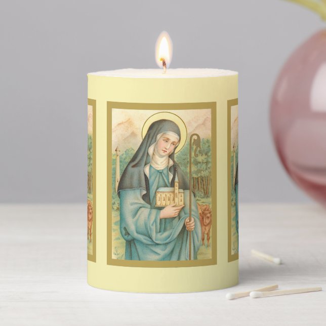 St. Brigid of Ireland (M 014) 3"x4" Pillar Candle (In Situ)