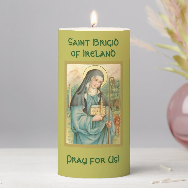 St. Brigid of Ireland (M 014) 3"x6" Pillar Candle (In Situ)