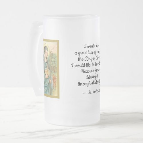 St Brigid of Ireland M 014 Short Text Frosted Glass Beer Mug