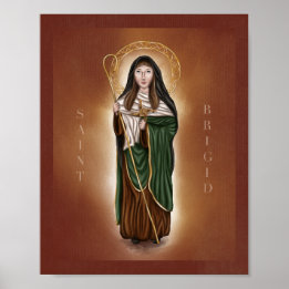 St. Brigid of Ireland Print - Red Background