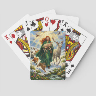 St Brigid Spring Goddess Woodland Animals Imbolc Poker Cards