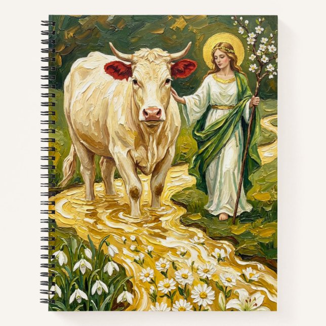 St. Brigid & The White Cow (Imbolc) Notebook (Front)