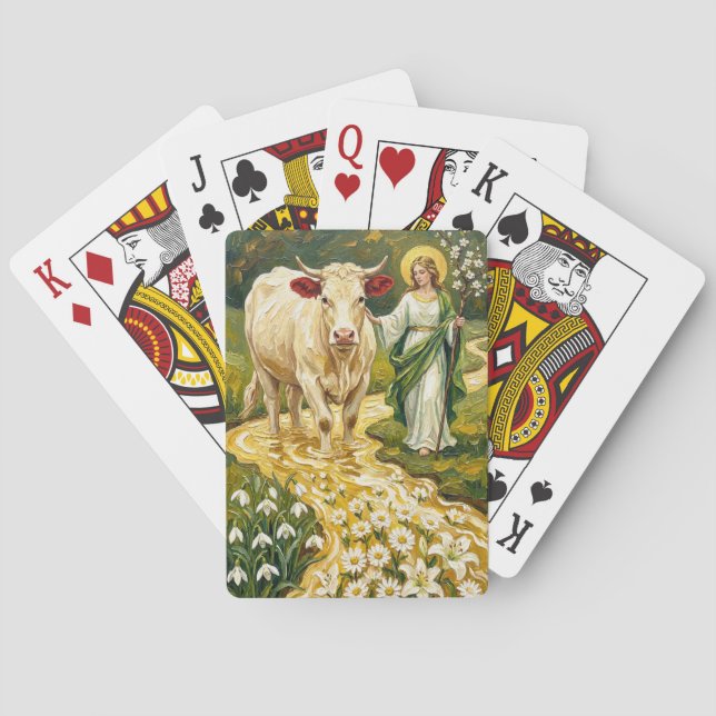 St. Brigid & The White Cow (Imbolc) Poker Cards (Back)