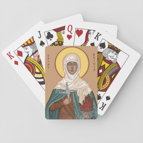 St Brigid with Holy Fire and Cross Poker Cards
