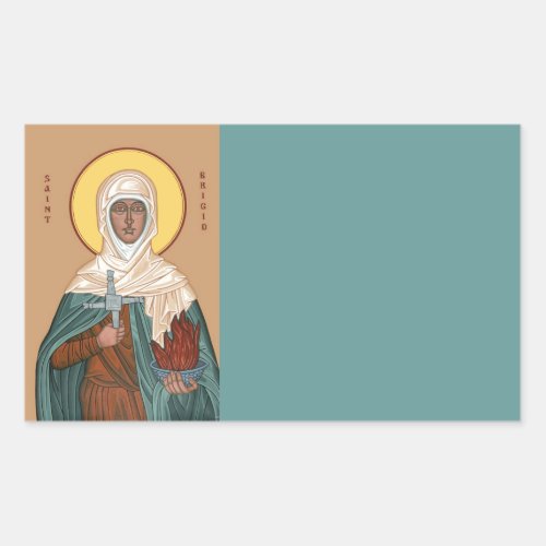 St Brigid with Holy Fire and Cross Rectangular Sticker