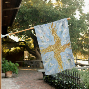 St Brigid's Cross Snowdrops Golden Imbolc Art House Flag