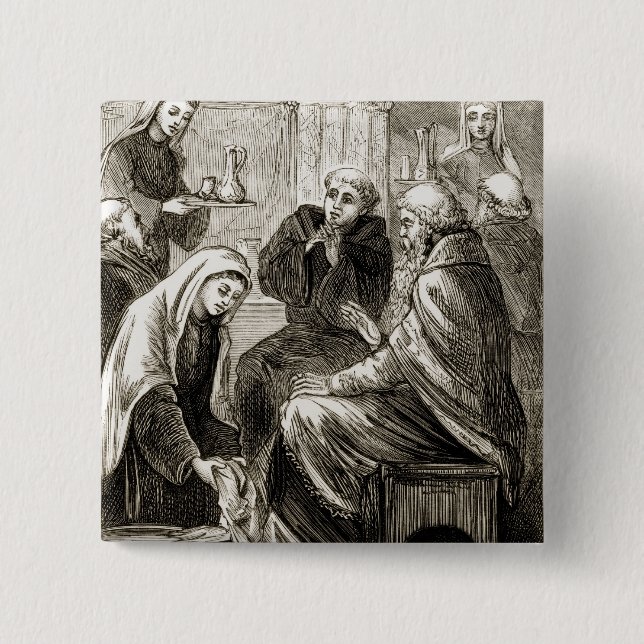 St. Brigit entertaining a Bishop, from 'The Trias Pinback Button (Front)