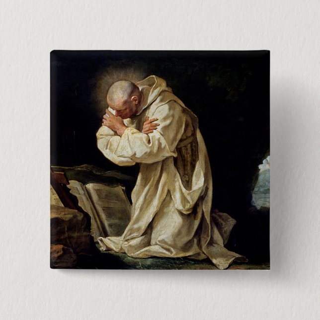St. Bruno  Praying in the Desert, 1763 Pinback Button (Front)