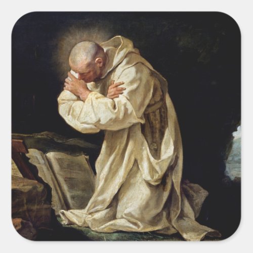 St Bruno  Praying in the Desert 1763 Square Sticker