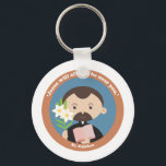 St Cajetan Keychain<br><div class="desc">‘St Cajetan’ cartoon patron saint icon,  great for children,  families,  catechists,  pastors,  teachers and the young-at-heart.</div>