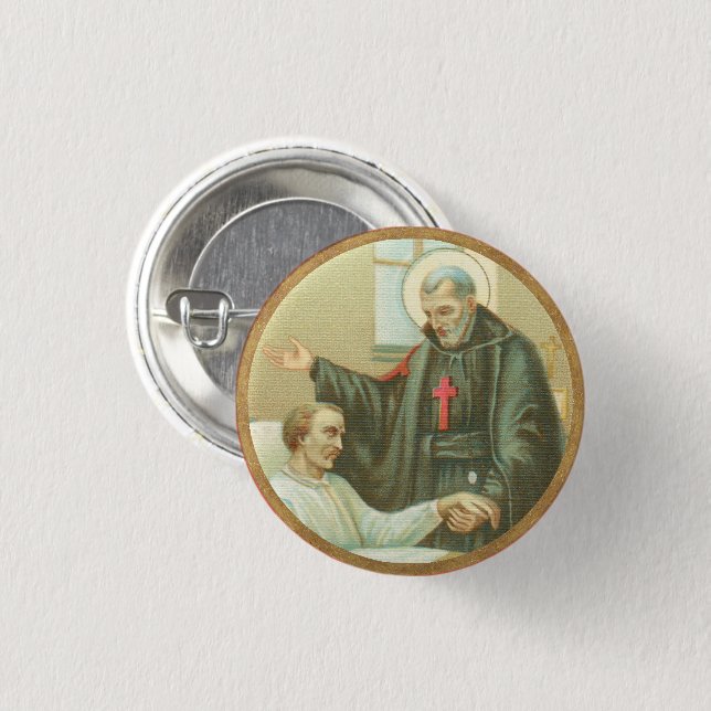 St. Camillus Comforting an Invalid (M 021) Button (Front & Back)
