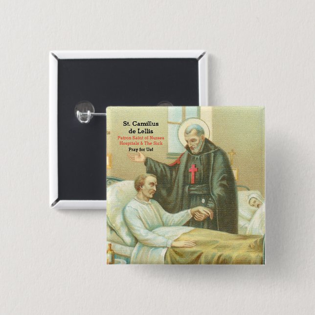 St. Camillus Comforting an Invalid (M 021) Button (Front & Back)