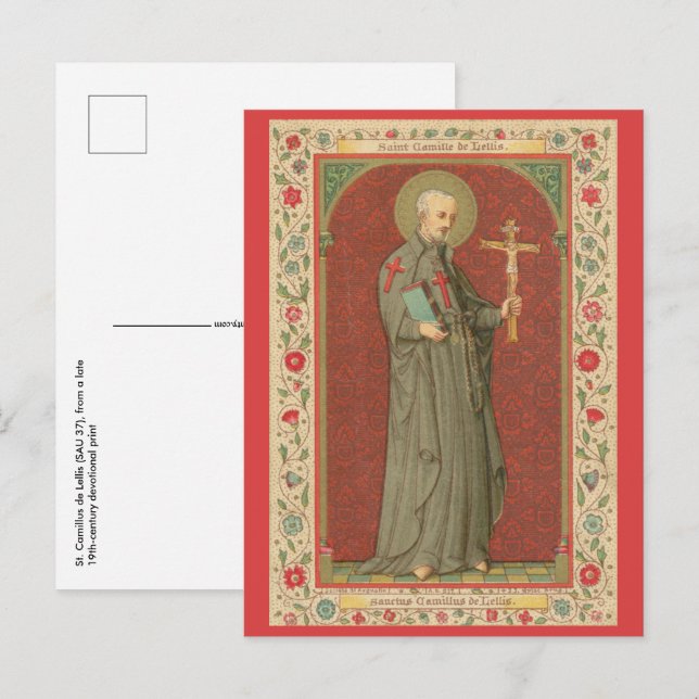 St. Camillus de Lellis (SAU 37; Floral Border) Postcard (Front/Back)