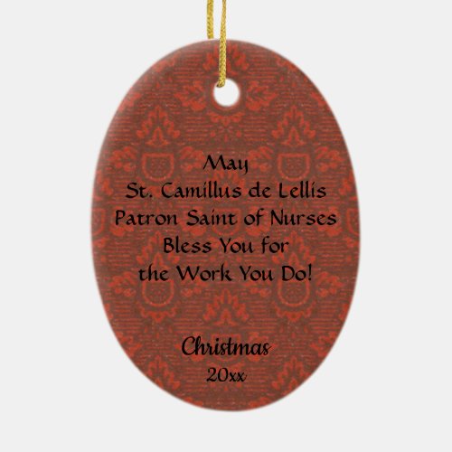 St Camillus de Lellis SAU 37 for Nurses Oval Ceramic Ornament