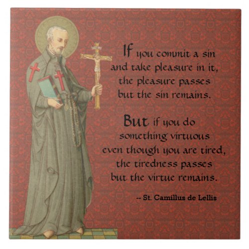 St Camillus de Lellis SAU 37 with Quote Ceramic Tile