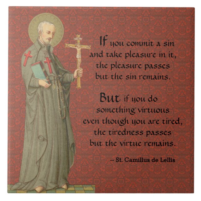 St. Camillus de Lellis (SAU 37; with Quote) Ceramic Tile (Front)