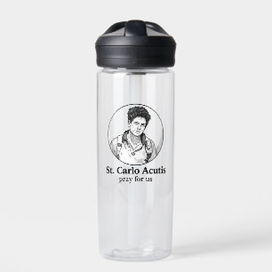St. Carlo Acutis Religious Icon & Sketch Design  Water Bottle