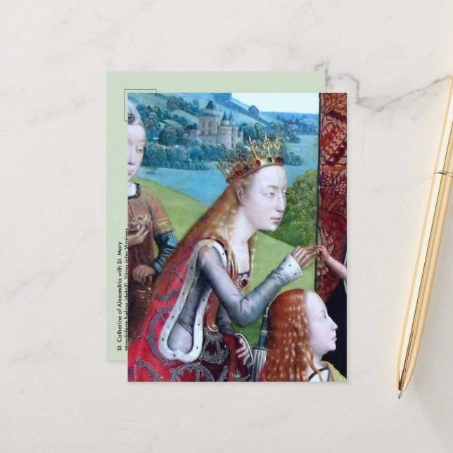 St. Catherine of Alexandria (detail; M 070) Postcard (Front/Back In Situ)