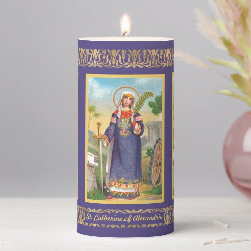 St Catherine of Alexandria in Egyptian Dress 3x6 Pillar Candle