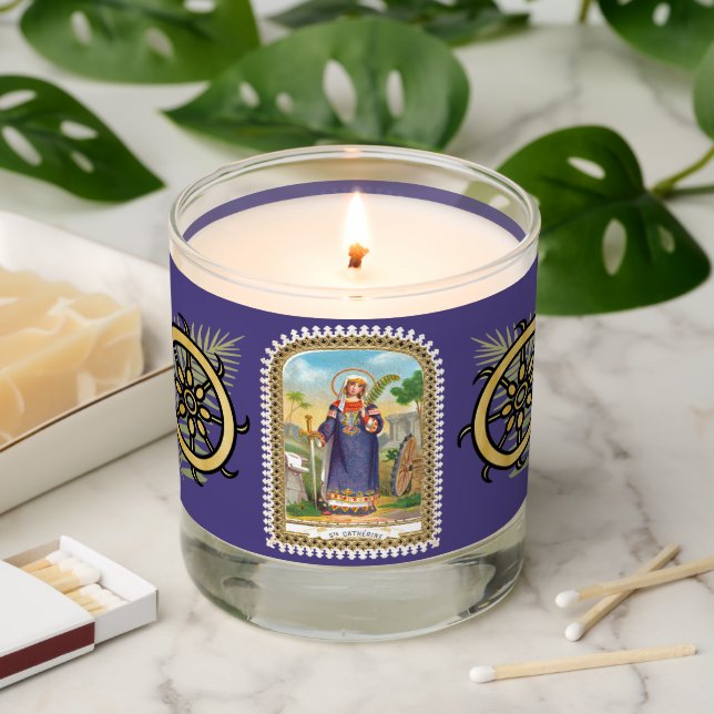 St. Catherine of Alexandria in Egyptian Dress Scented Candle (Lit)