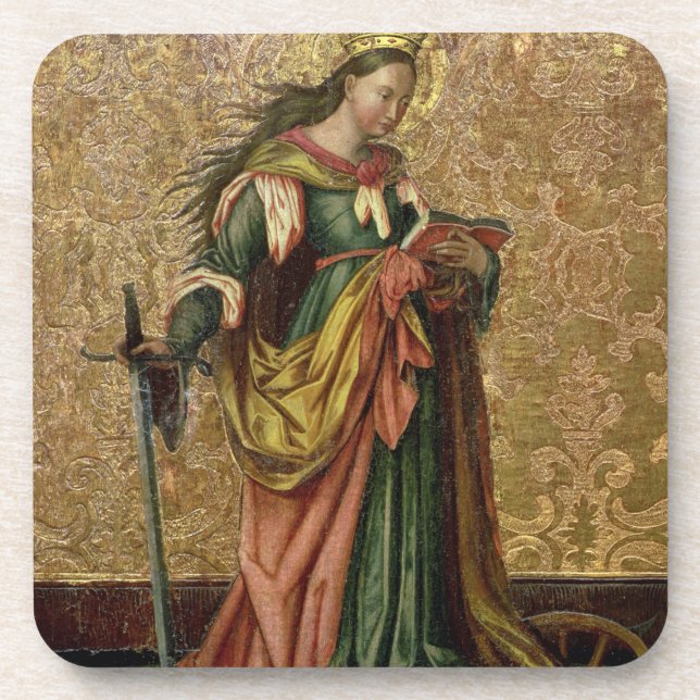 St. Catherine of Alexandria (oil on panel) 2 Beverage Coaster (Front)